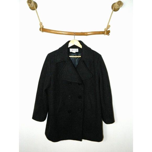 JG Hook Coat Charcoal Gray  Wool Double Breasted Pea Coat Size 16W - Picture 1 of 10